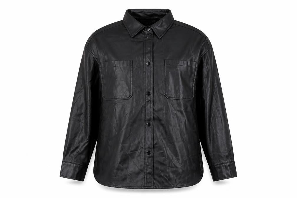 Primark Women’s Black Faux Leather Button-Up Jacket Size 12