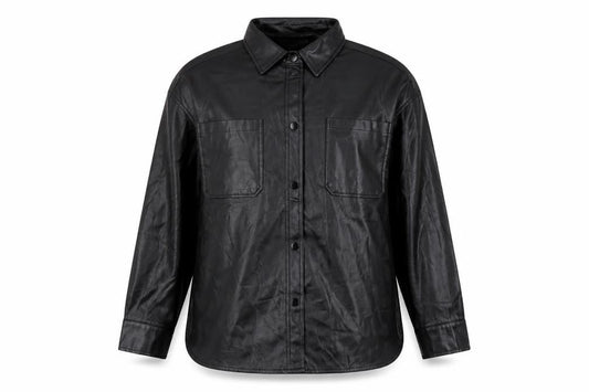Primark Women’s Black Faux Leather Button-Up Jacket Size 12
