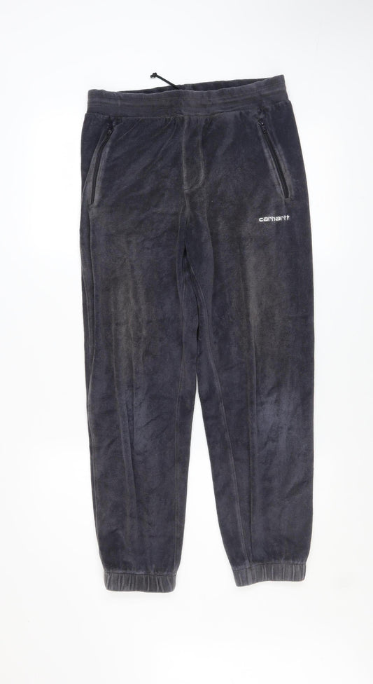 Carhartt Men's Grey Velour Jogger XS Activewear Tapered Trousers