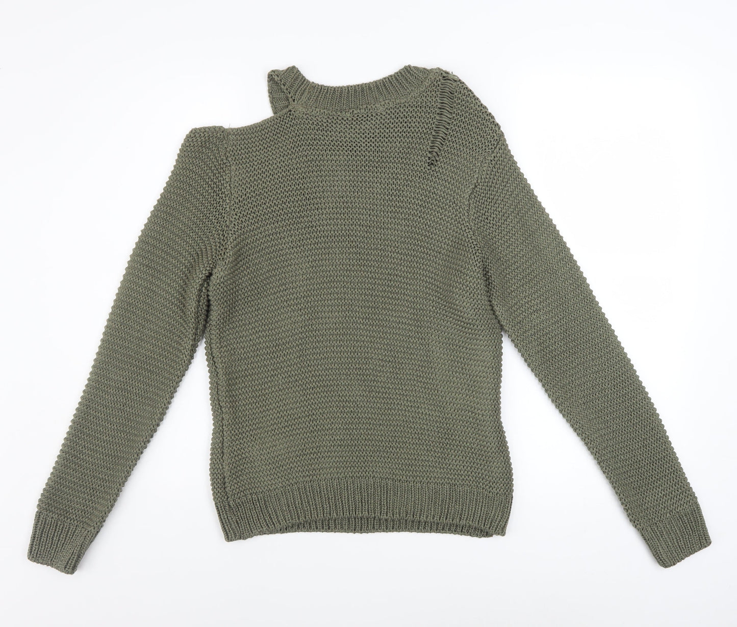 Nine by Savannah Miller Women’s Green Cold Shoulder Knit Jumper Size 12