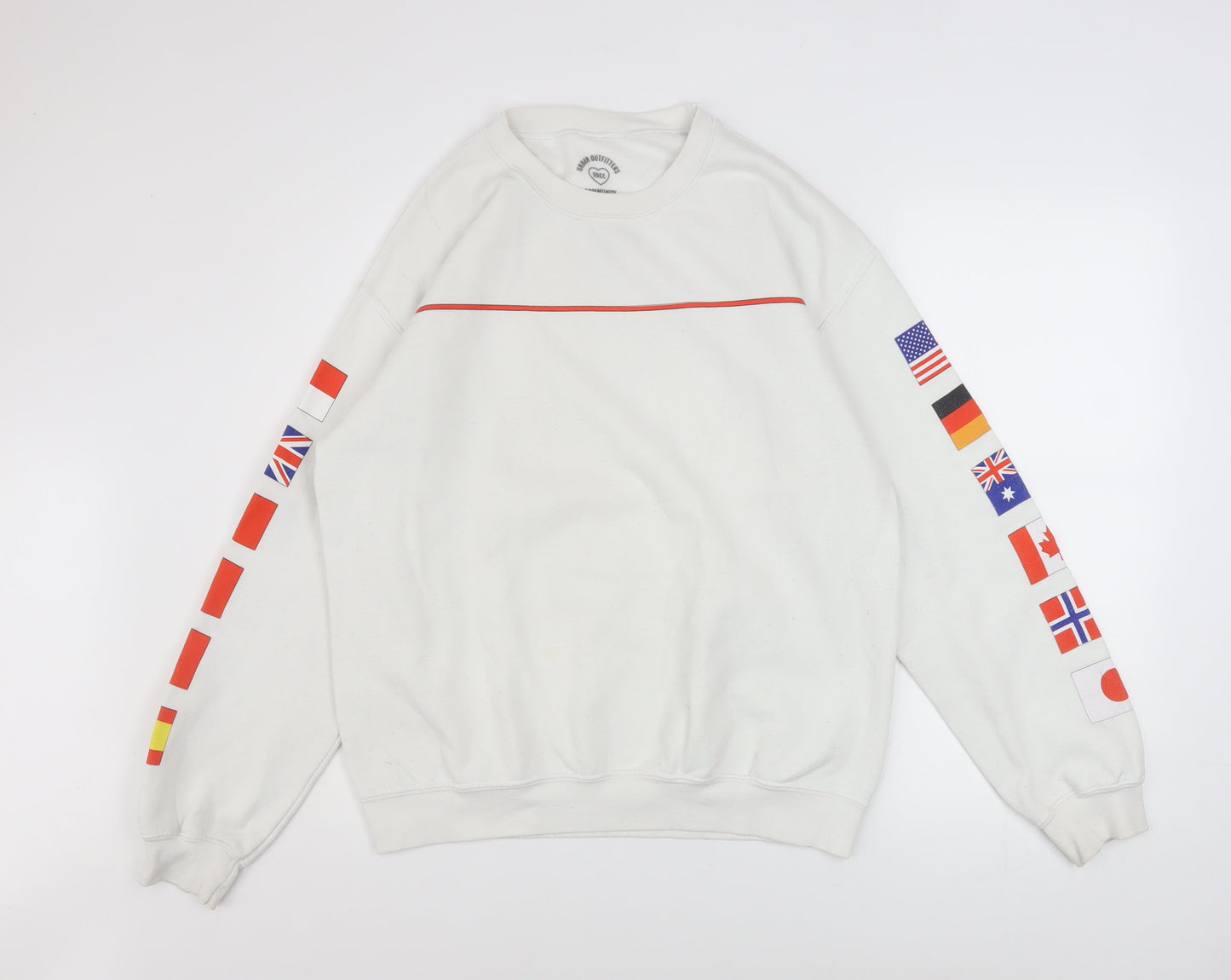 Urban Outfitters Mens White M Pullover Flag Graphic Sweatshirt