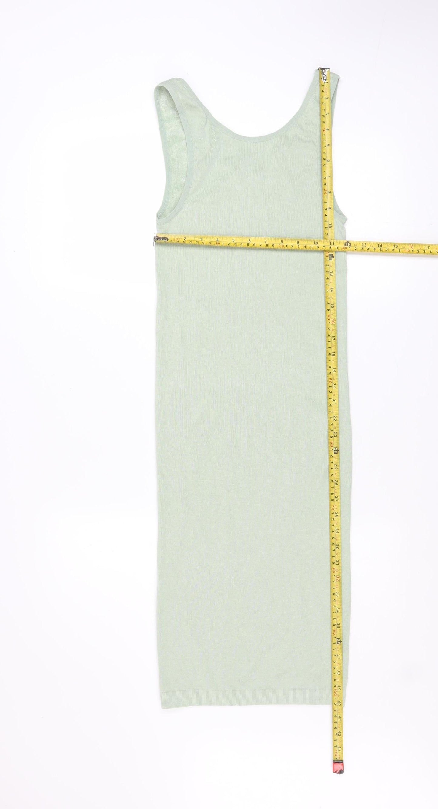 Zara Women Green XS Sleeveless Knit Midi Tank Dress