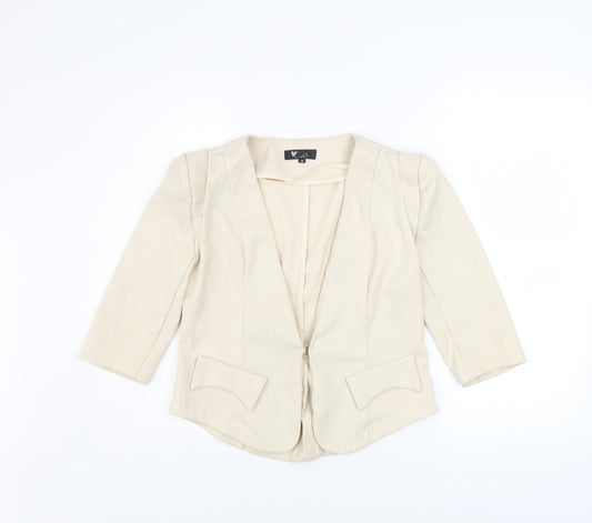 Cutie Women's Beige 3/4 Sleeve Open Blazer Size M