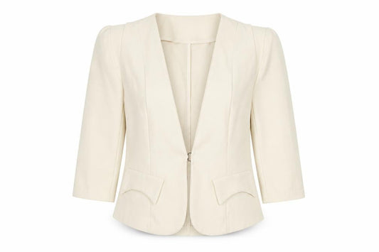 Cutie Women's Beige 3/4 Sleeve Open Blazer Size M
