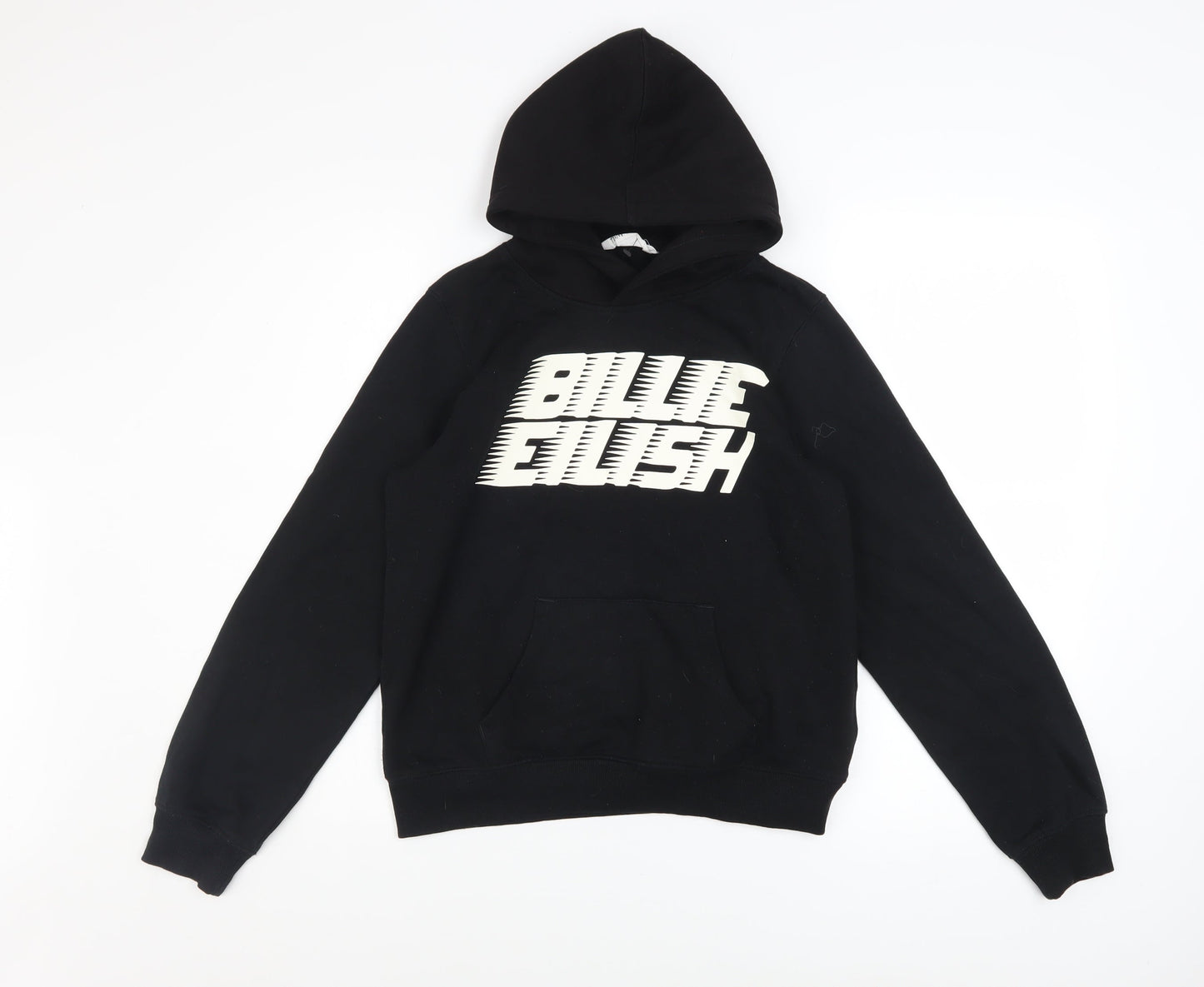 H&M Girls Black Billie Eilish Pullover Hoodie 12-14 Years Fleece Cotton Blend