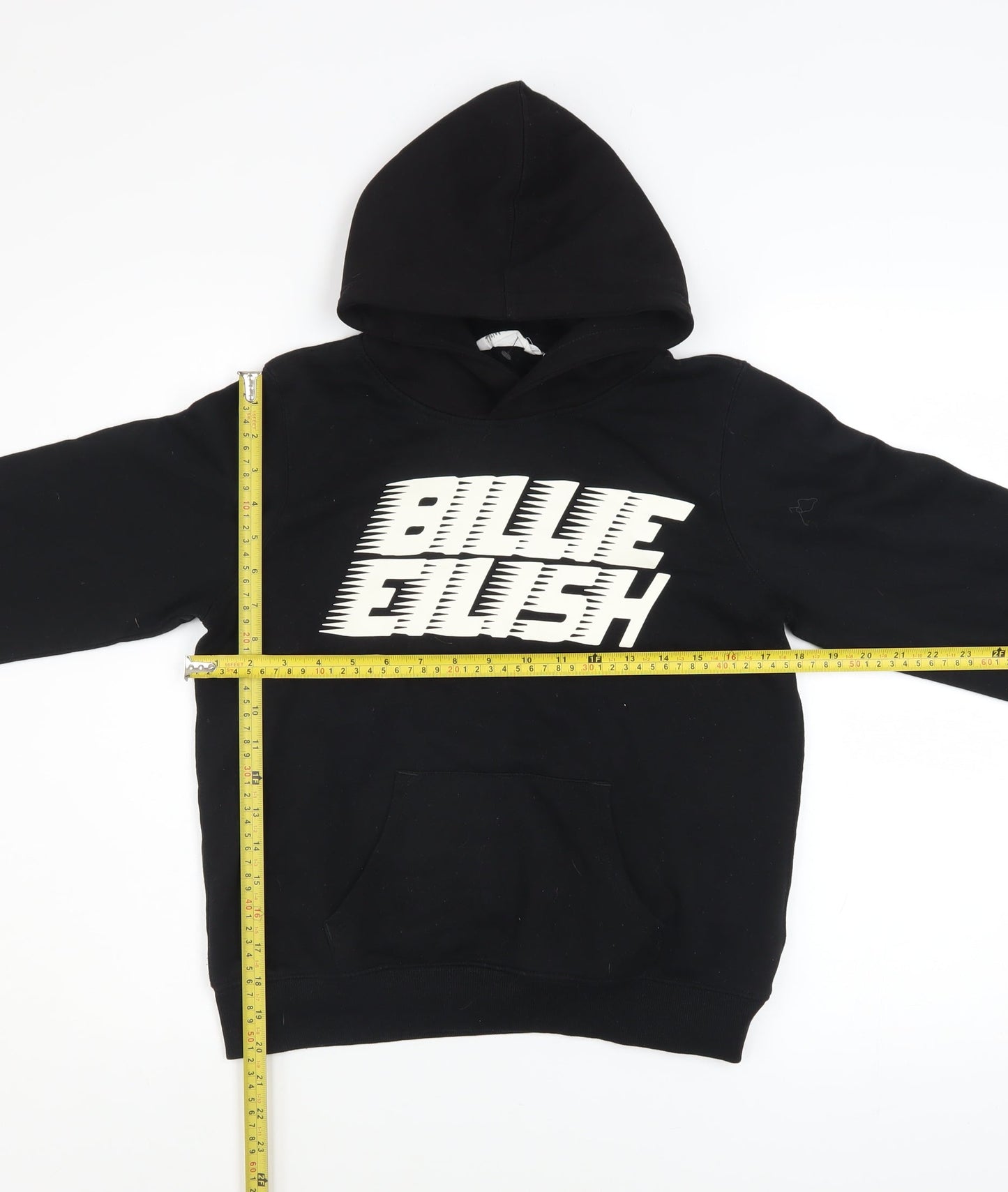 H&M Girls Black Billie Eilish Pullover Hoodie 12-14 Years Fleece Cotton Blend