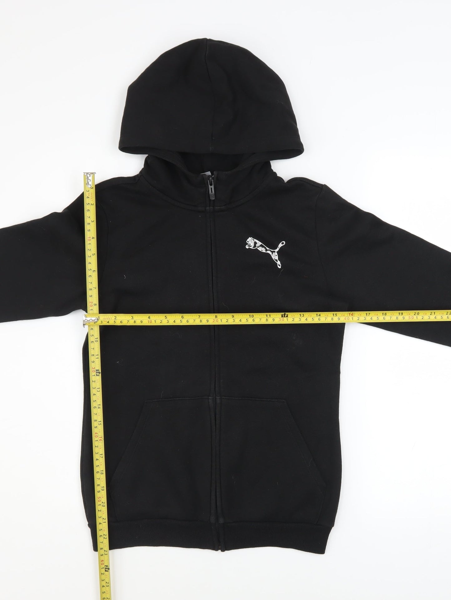 Puma Boys Black Full Zip Hoodie 13-14 Years Fleece Casual Sweatshirt