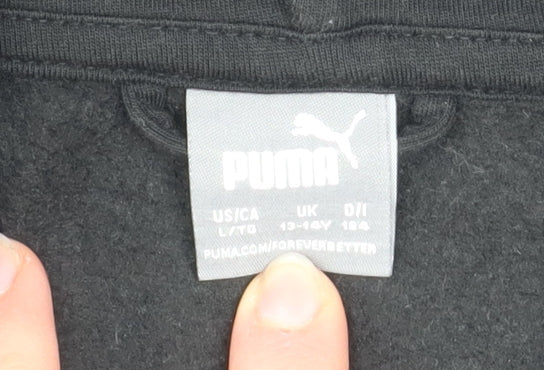 Puma Boys Black Full Zip Hoodie 13-14 Years Fleece Casual Sweatshirt
