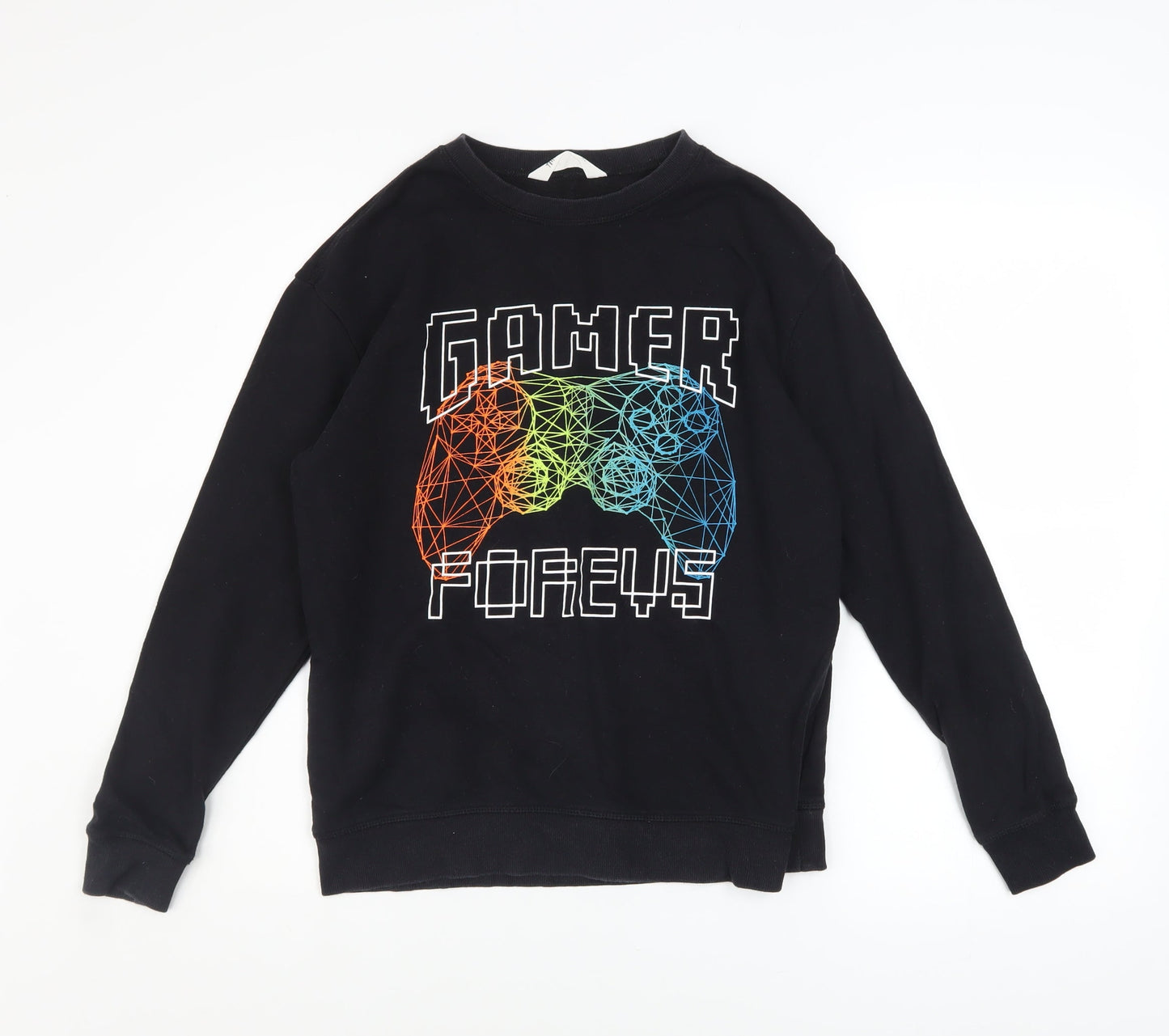 H&M Boys Black Gamer Forever Graphic Pullover Sweatshirt 13-14 Years