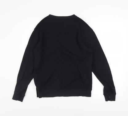 Close-up detail of H&M boys’ black gamer forever graphic pullover sweatshirt 13-14 years