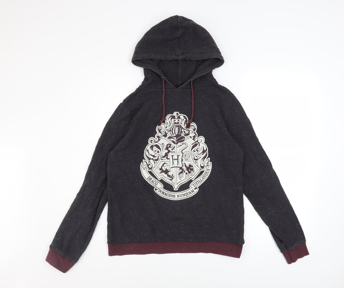 Harry Potter Women Black Hoodie Size 10 Hogwarts Crest Cotton Blend