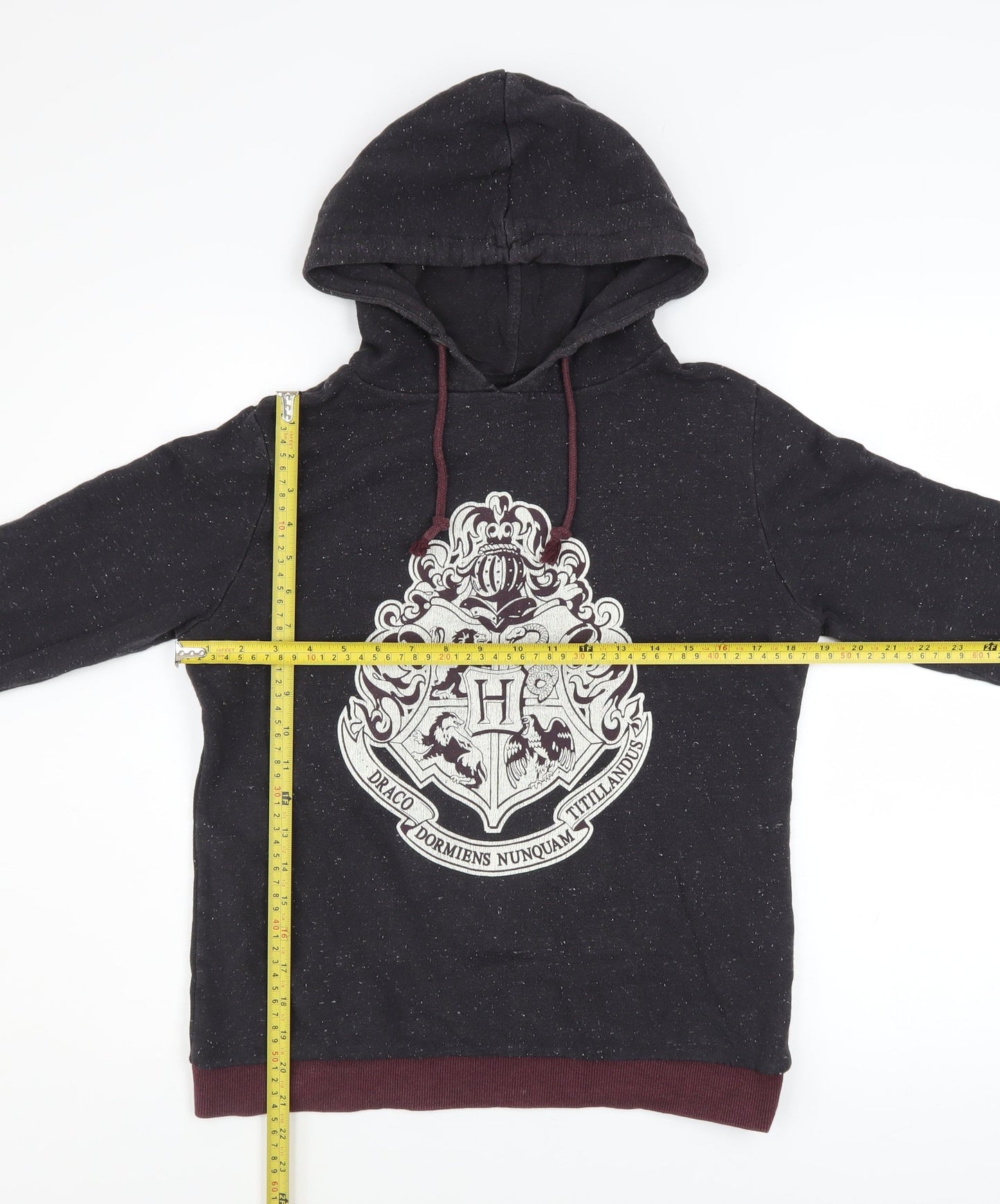 Harry Potter Women Black Hoodie Size 10 Hogwarts Crest Cotton Blend