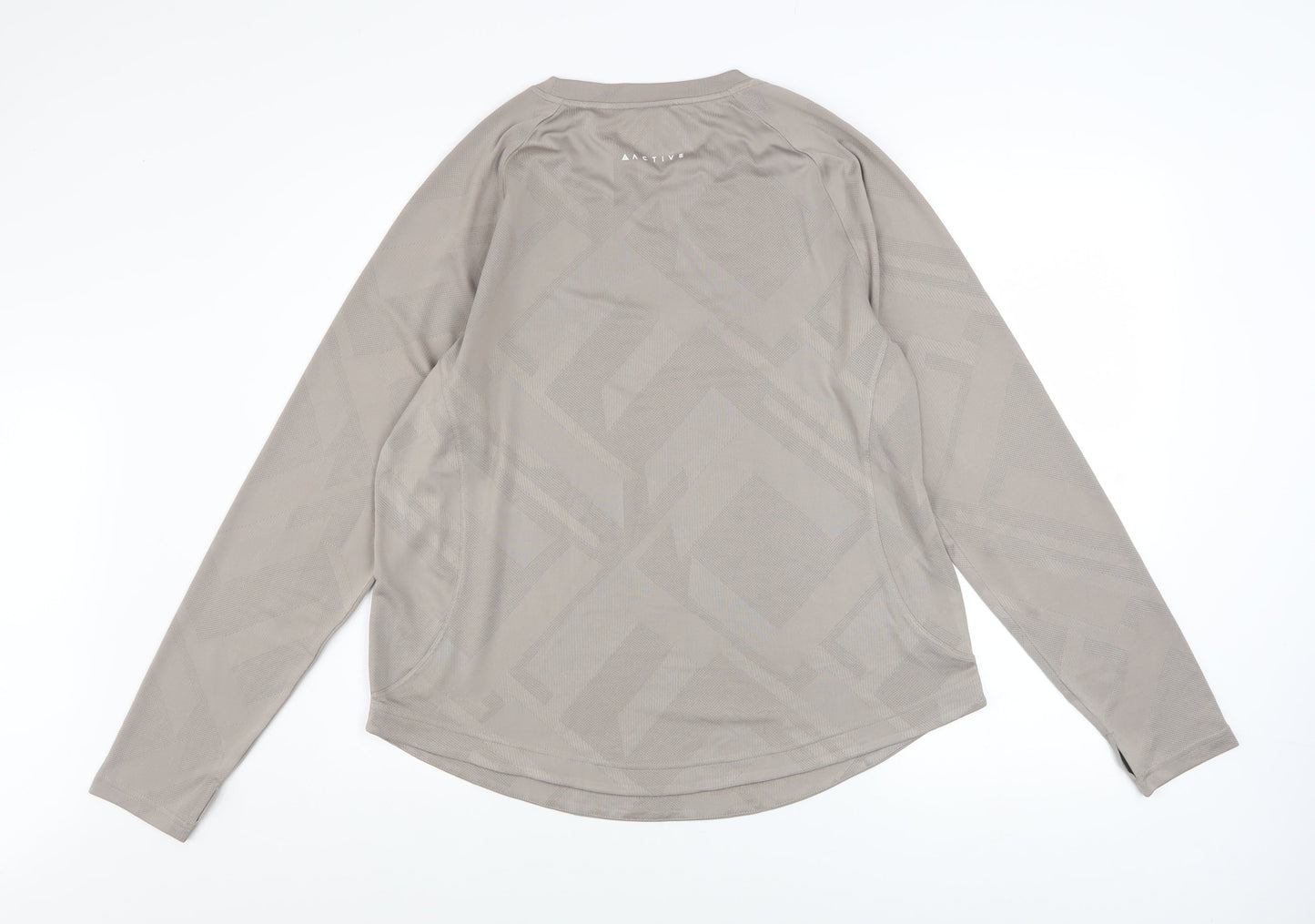 Next Men's Beige Long Sleeve Performance Workout T-Shirt L