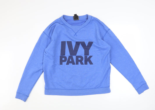 Ivy Park Women's Blue Pullover Sweatshirt L Cotton Blend