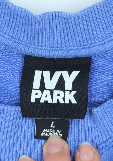 Ivy Park Women's Blue Pullover Sweatshirt L Cotton Blend