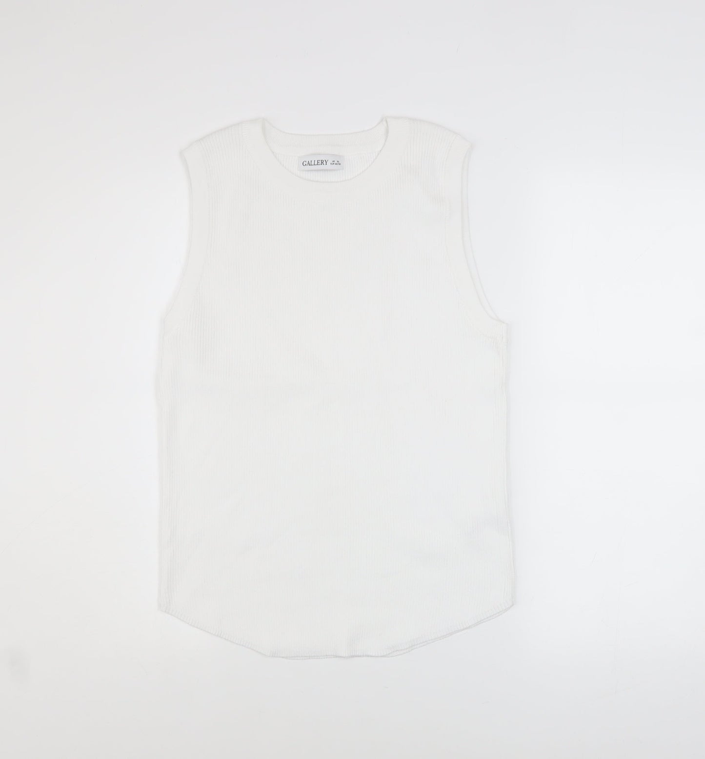 Gallery Women’s White Knit Tank Top XL Basic Sleeveless