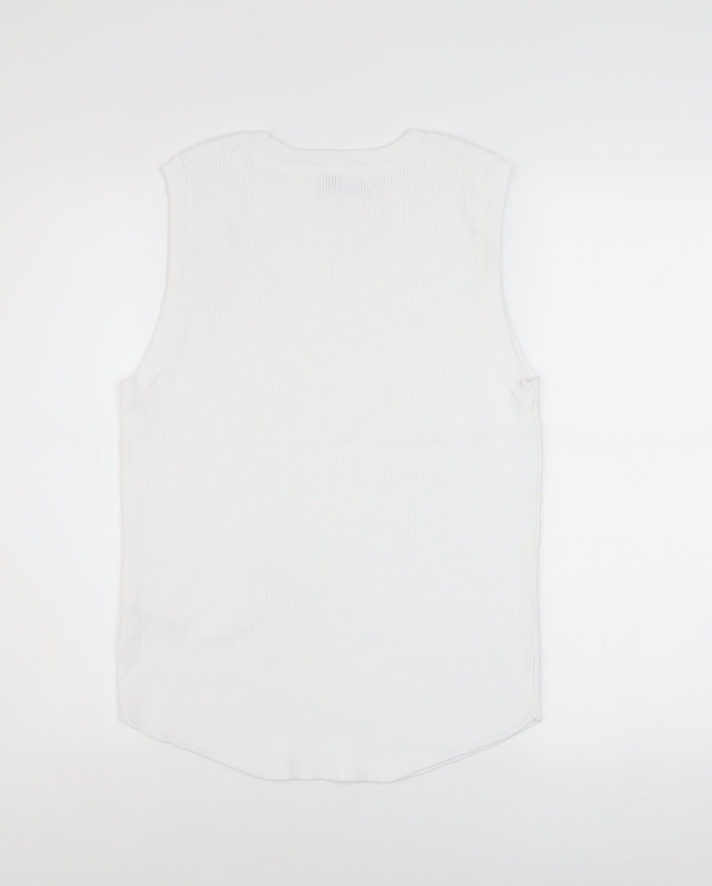 Gallery Women’s White Knit Tank Top XL Basic Sleeveless