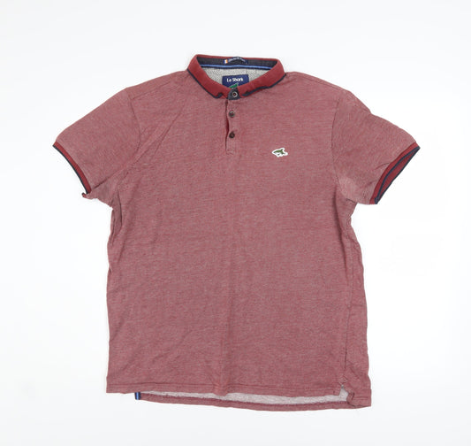 Le Shark Men's Red Polo Shirt Large Cotton Blend Short Sleeve
