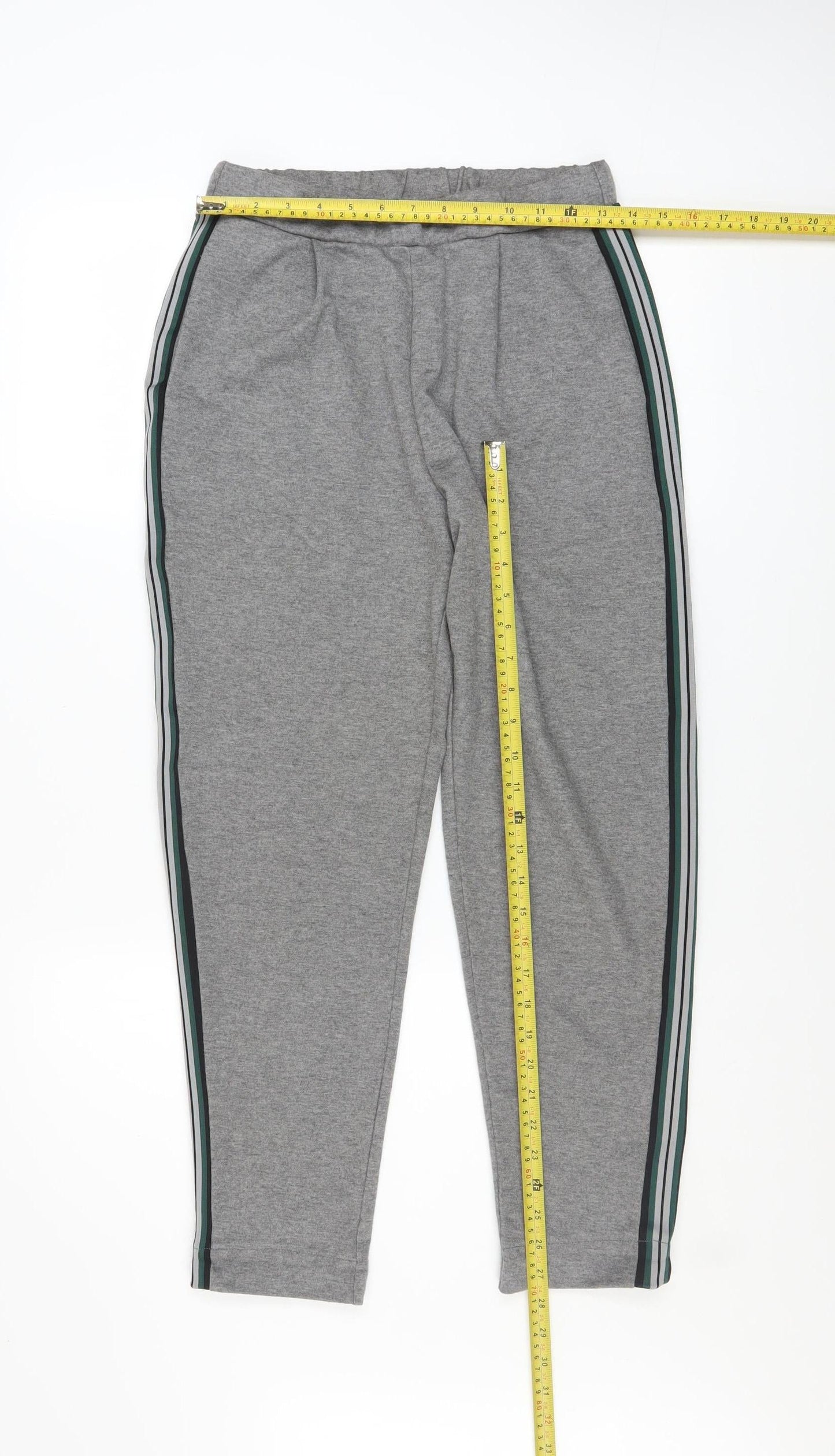 Pull & Bear Women Grey Side Stripe Jogger Trousers Size 12