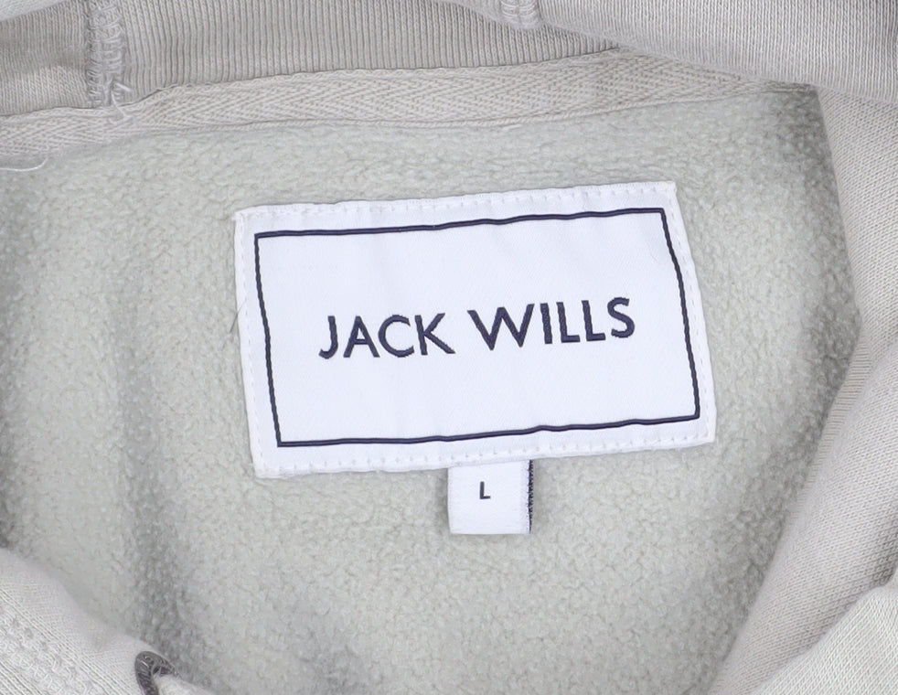 Jack Wills Men’s Beige Pullover Hoodie L Fleece Regular Fit