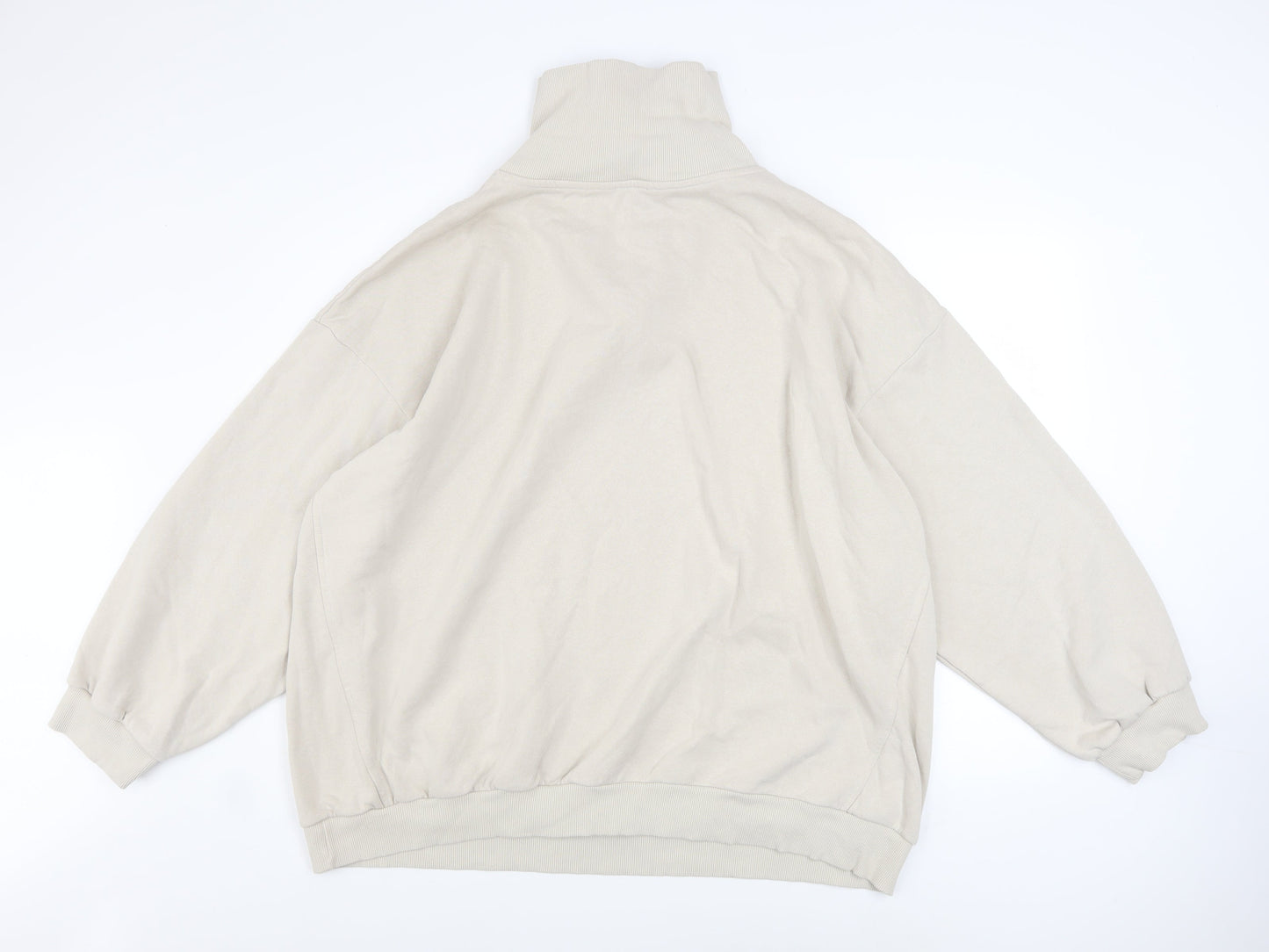 boohoo Men’s Beige 1/2 Zip Fleece Sweatshirt XL Regular Fit