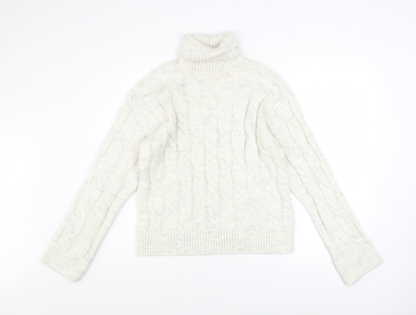 Marks and Spencer Women’s Ivory Roll Neck Cable Knit Jumper Size S