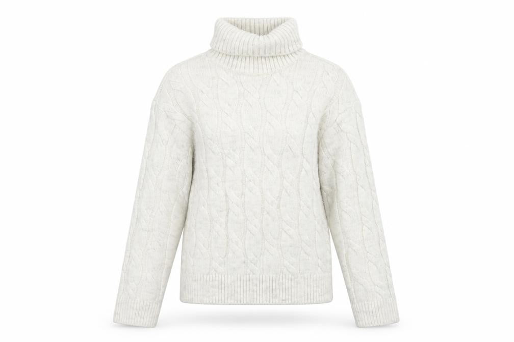 Marks & Spencer Women’s Ivory Roll Neck Cable Knit Jumper Size S