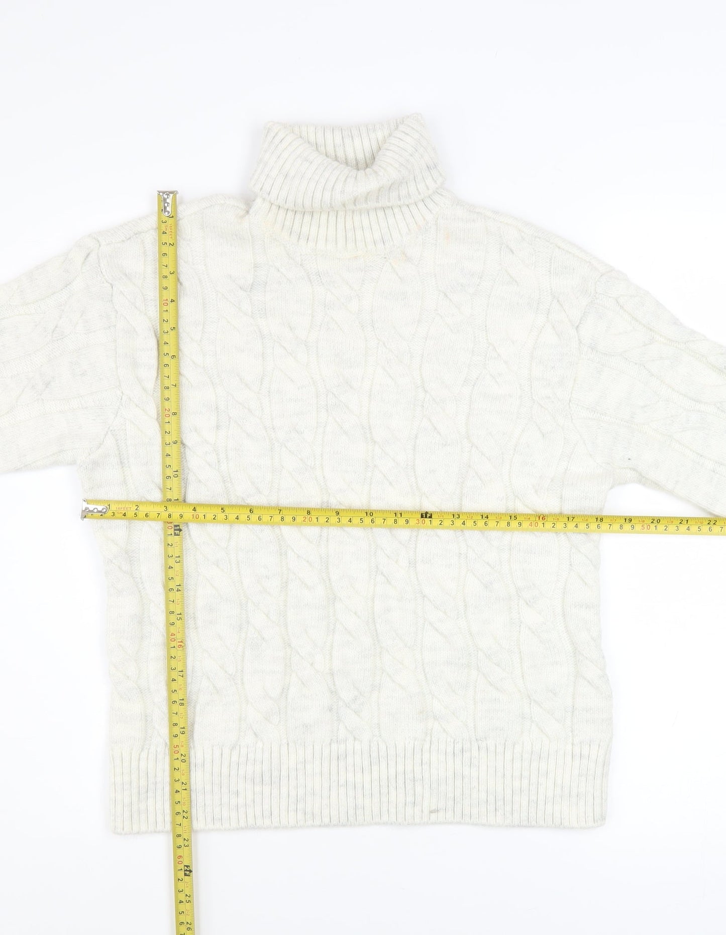 Marks and Spencer Women’s Ivory Roll Neck Cable Knit Jumper Size S