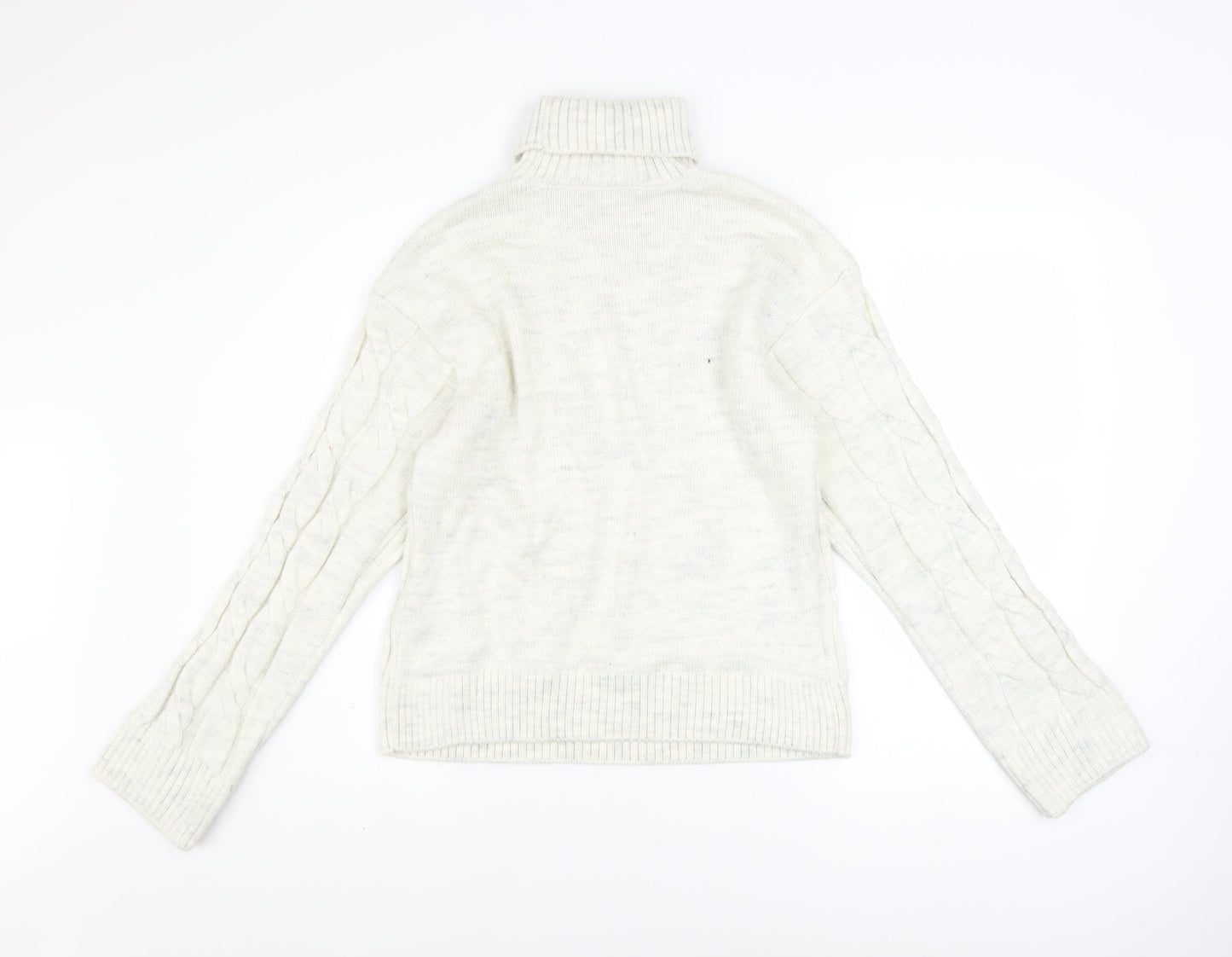 Marks and Spencer Women’s Ivory Roll Neck Cable Knit Jumper Size S