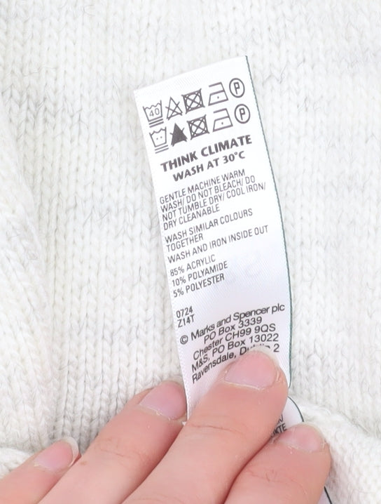 Marks and Spencer Women’s Ivory Roll Neck Cable Knit Jumper Size S