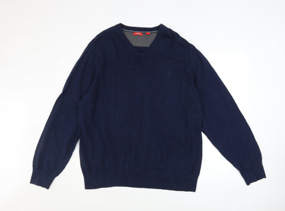 IZOD Men's Blue XL V-Neck Cotton Pullover Jumper