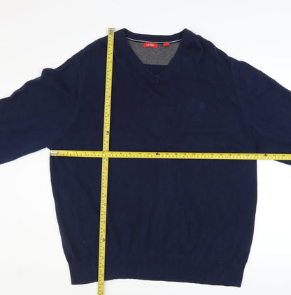 IZOD Men's Blue XL V-Neck Cotton Pullover Jumper