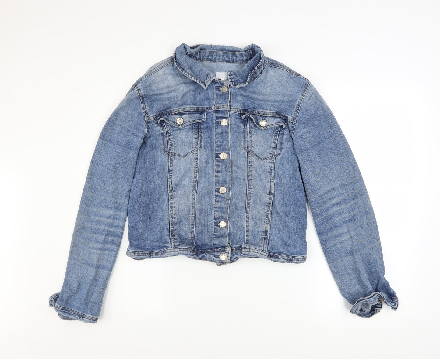 Kensie Jeans Women's Blue Denim Button Jacket Size L Casual Classic