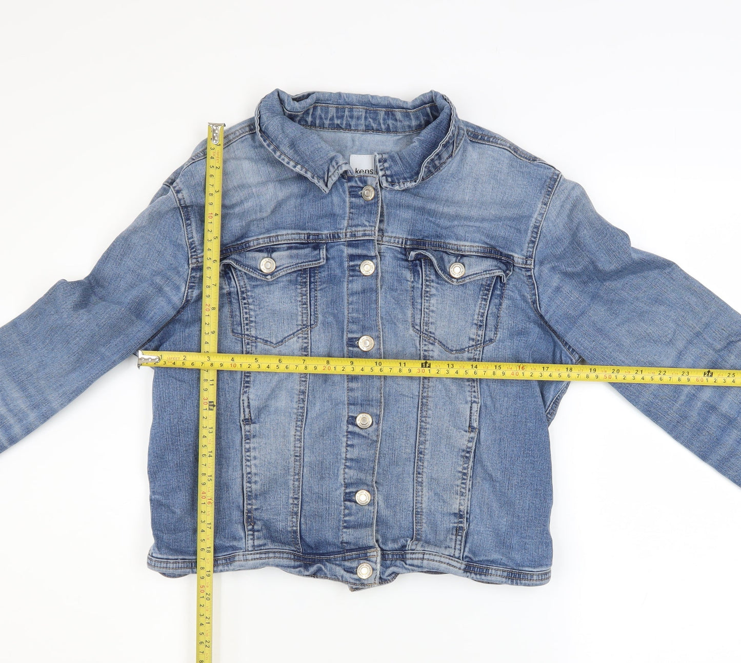 Kensie Jeans Women's Blue Denim Button Jacket Size L Casual Classic