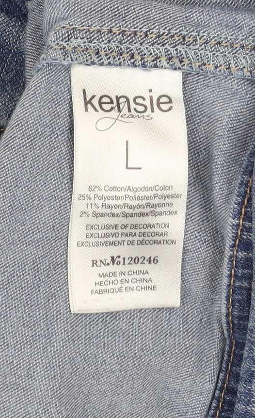 Kensie Jeans Women's Blue Denim Button Jacket Size L Casual Classic