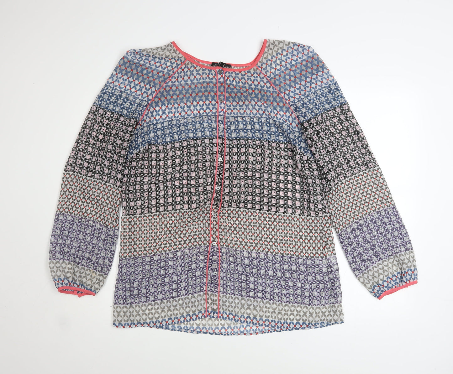Mexx Women Multicoloured Geometric Tunic Blouse Size 16 Long Sleeve