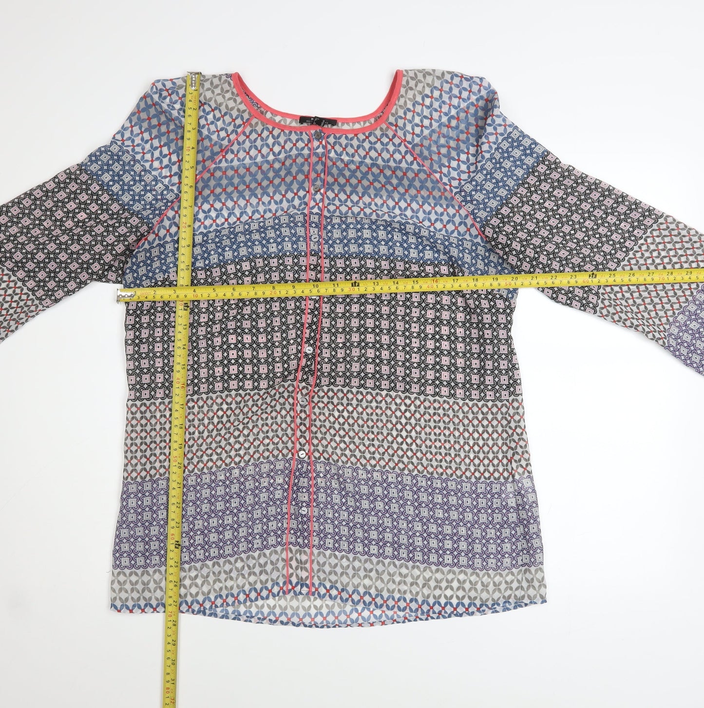 Mexx Women Multicoloured Geometric Tunic Blouse Size 16 Long Sleeve