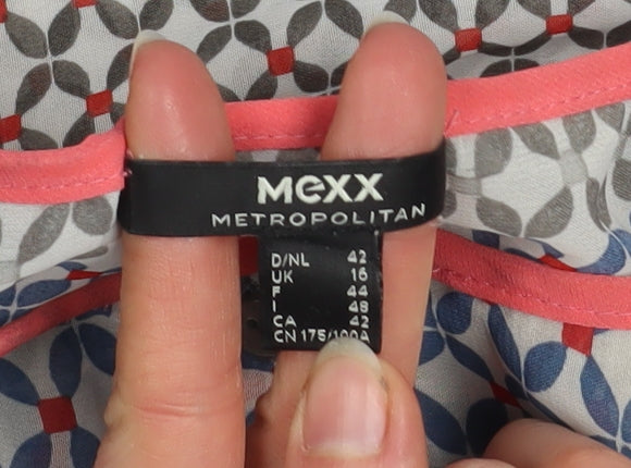 Mexx Women Multicoloured Geometric Tunic Blouse Size 16 Long Sleeve