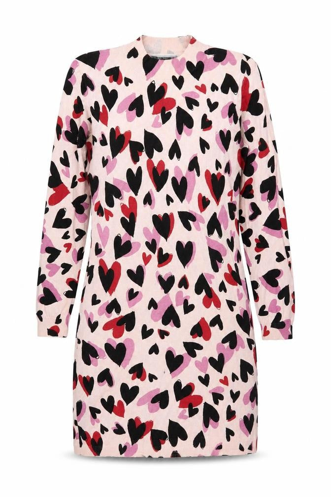 Oasis Women’s Multicoloured Heart Print Cotton Sweater Dress M
