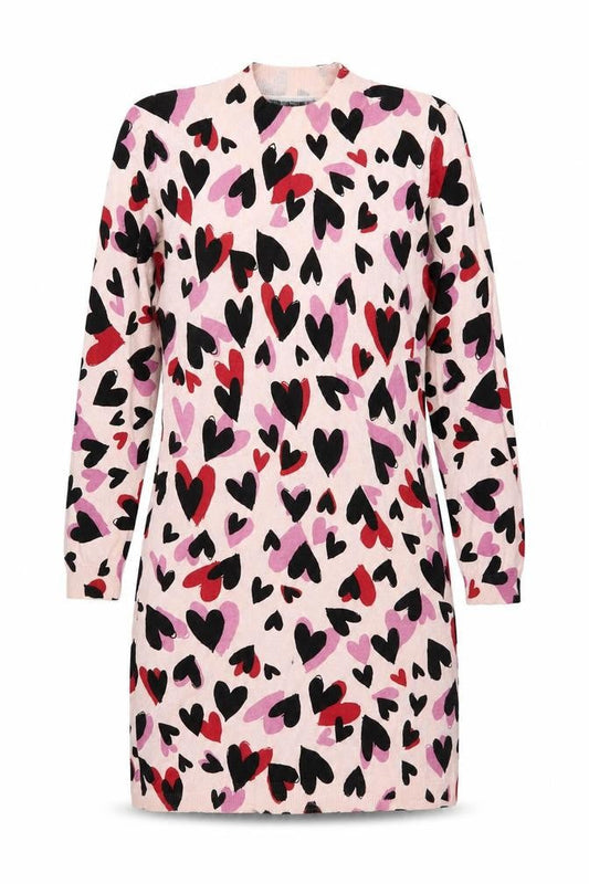 Oasis Women’s Multicoloured Heart Print Cotton Sweater Dress M