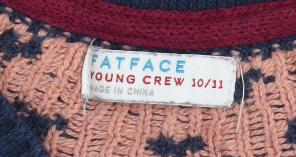 FatFace Girls Blue Fair Isle Knit Sweater Dress 10-11 Years Long Sleeve