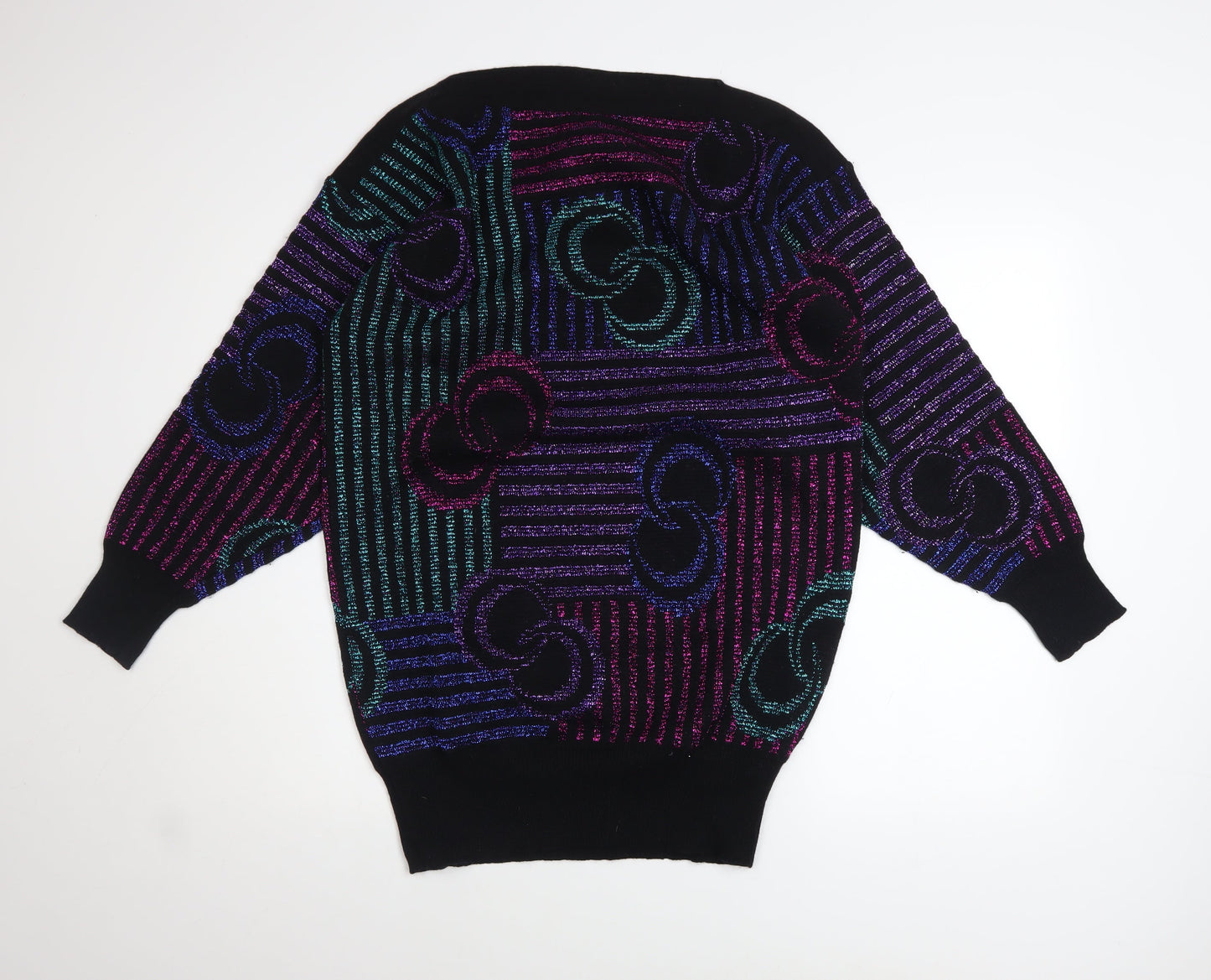 Mondi Womens Multicoloured 80s Geometric Knit Jumper Size 12