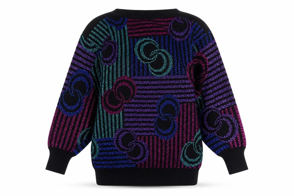 Mondi Womens Multicoloured 80s Geometric Knit Jumper Size 12