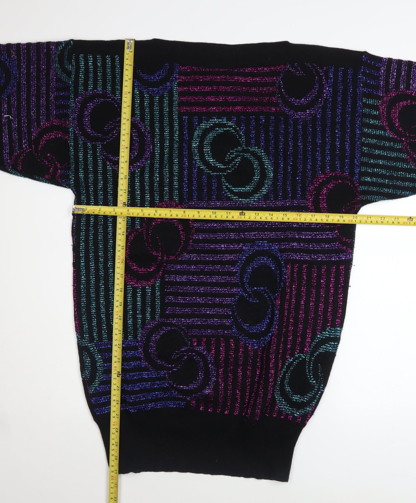 Mondi Womens Multicoloured 80s Geometric Knit Jumper Size 12