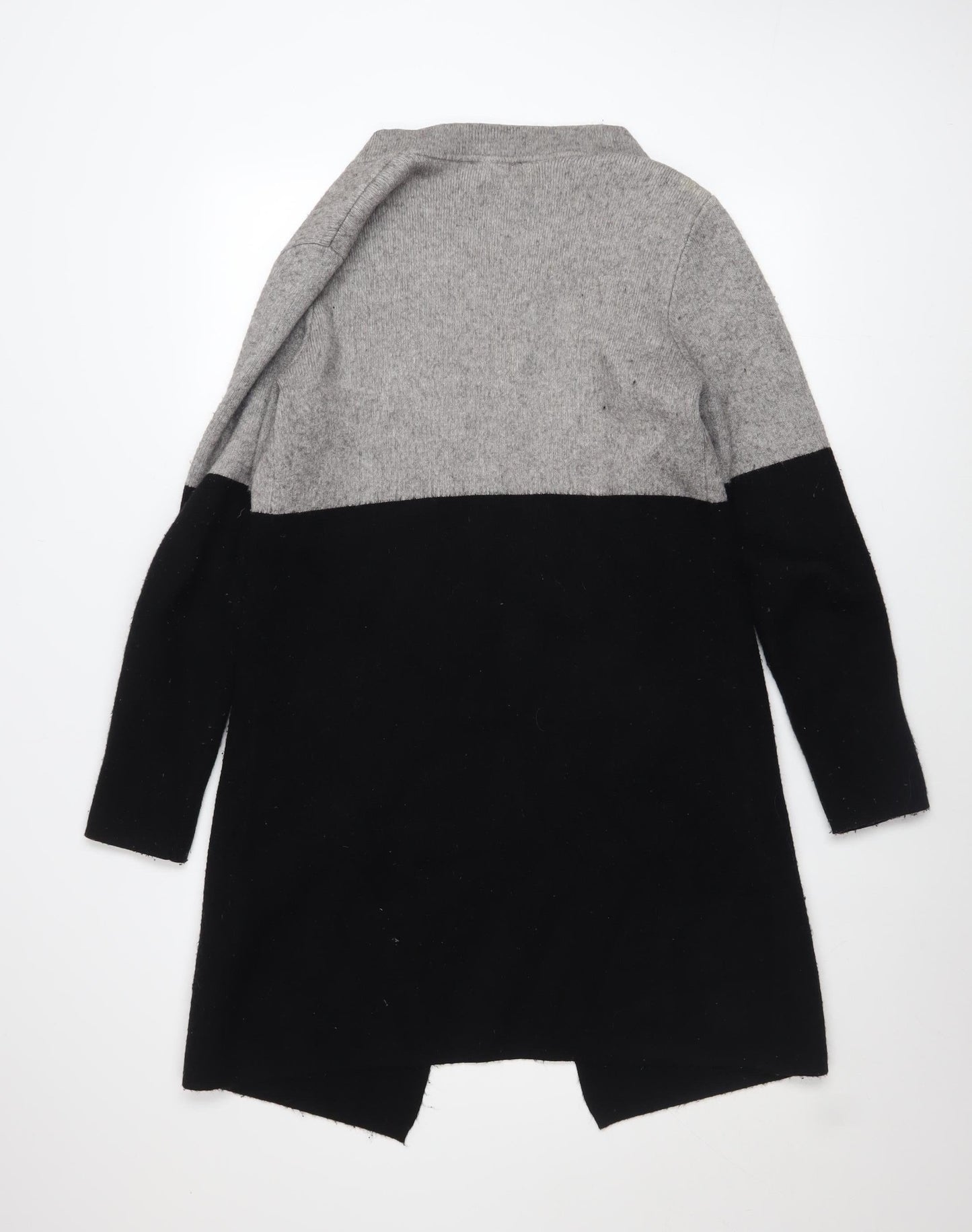Morgan Women’s Grey Black Open Knit Long Sleeve Cardigan M