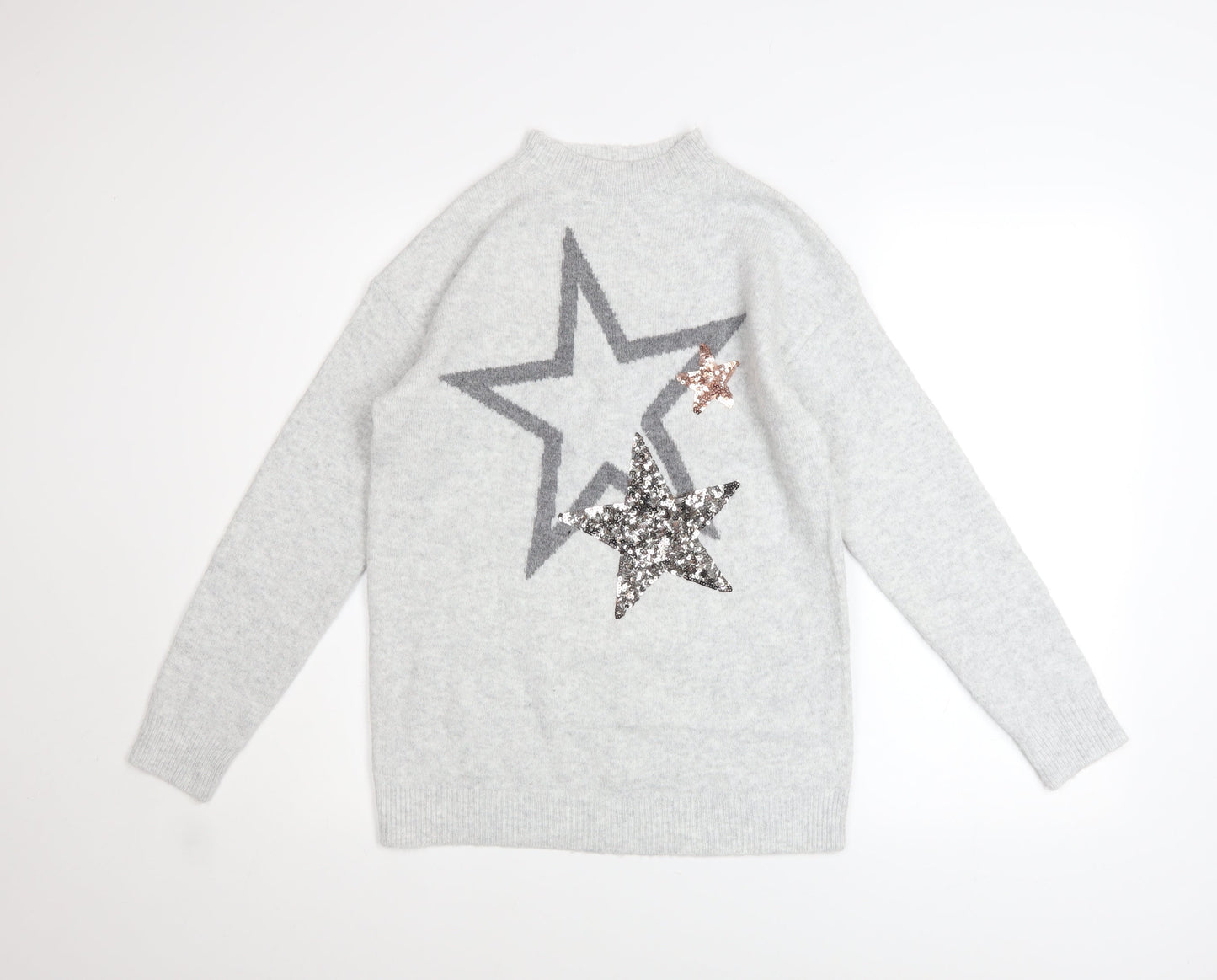 Marks and Spencer Women’s Grey Sequin Star Jumper XS