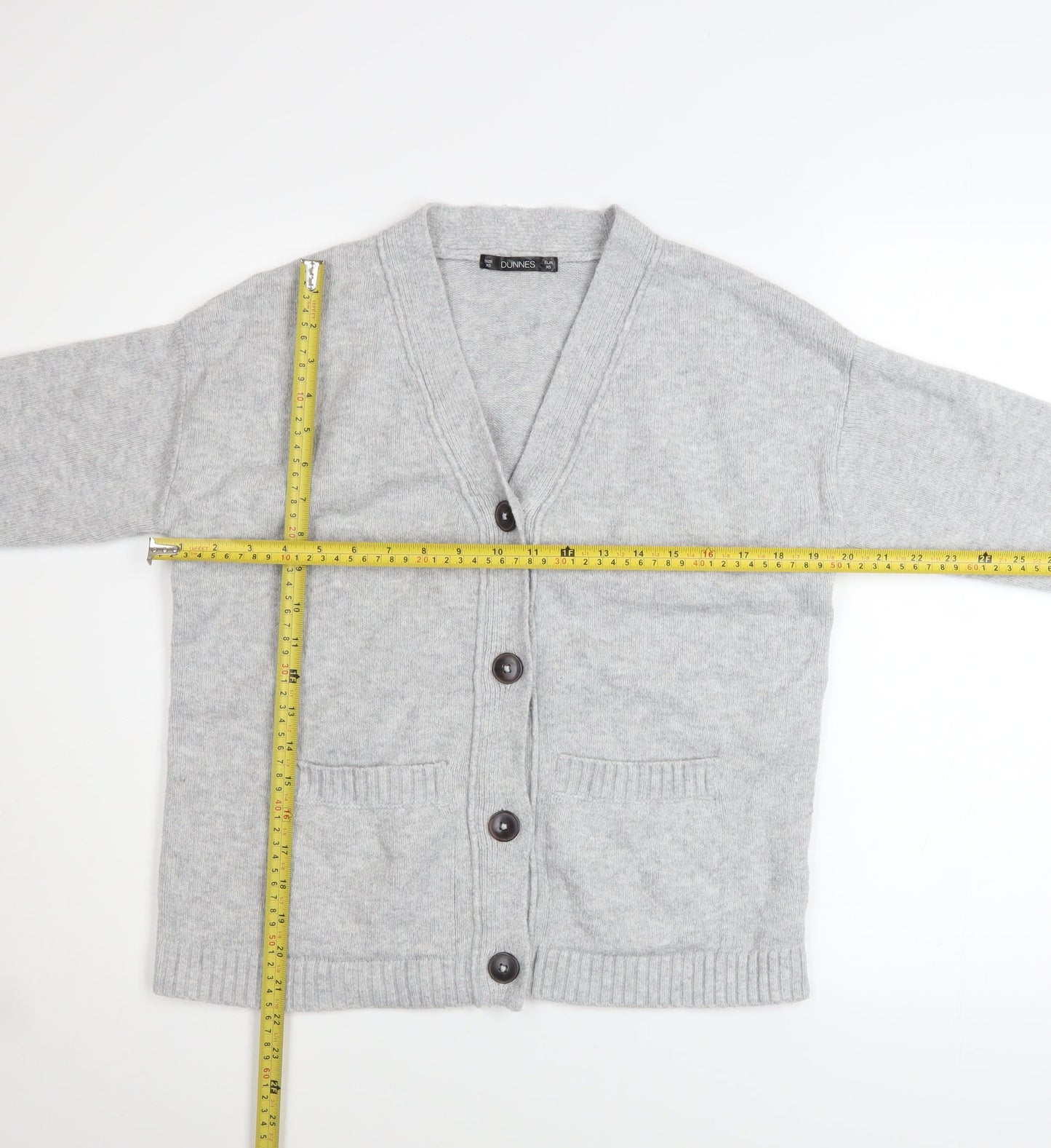 Dunnes Stores Women’s Grey V-Neck Button Knit Cardigan XS