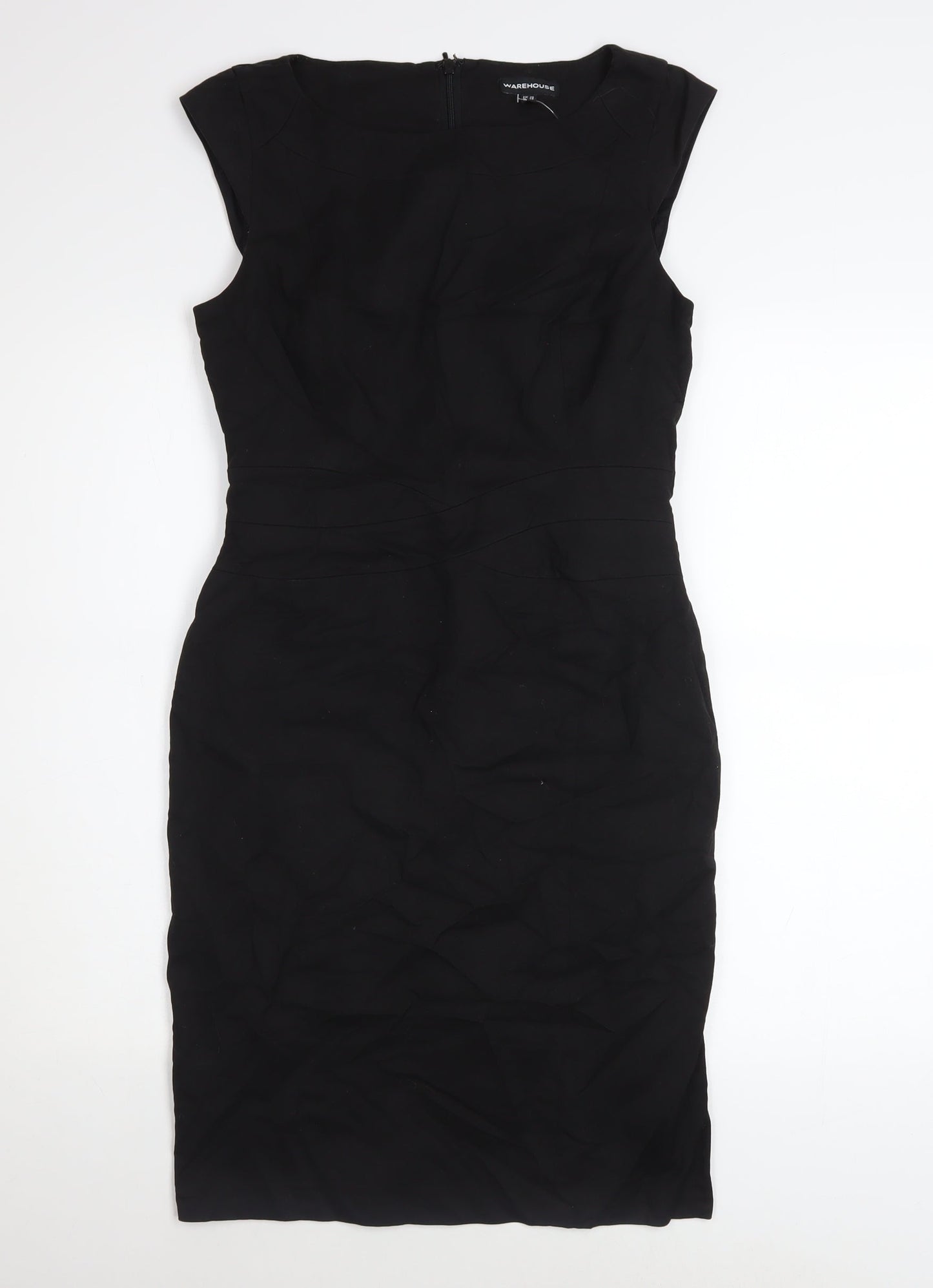 Warehouse Women Black Size 10 Sheath Knee Length Dress