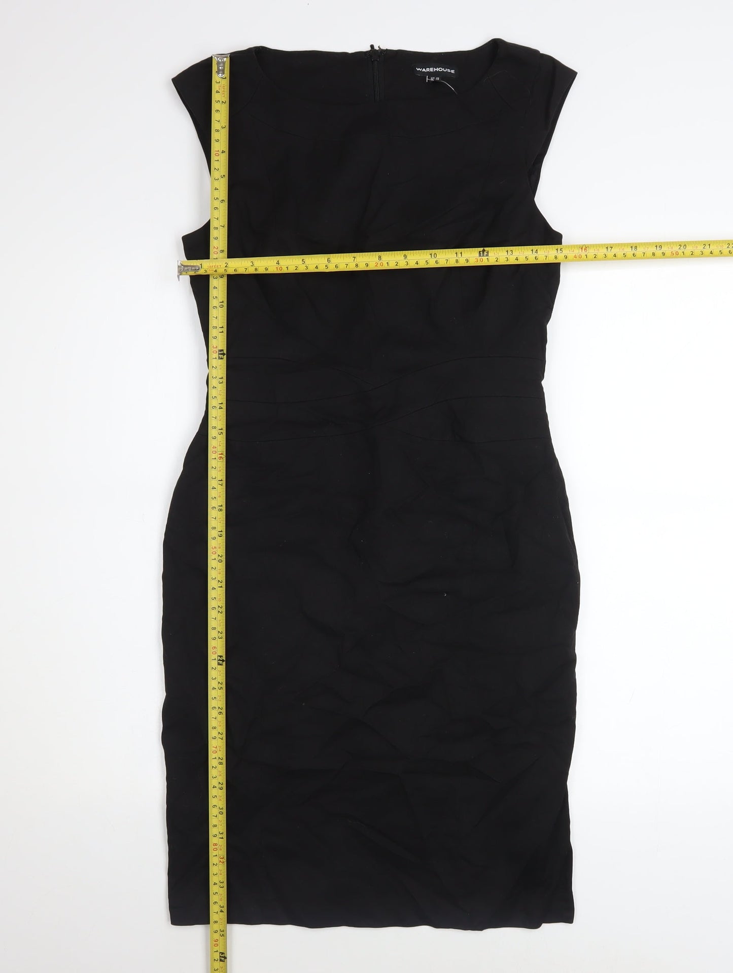 Warehouse Women Black Size 10 Sheath Knee Length Dress