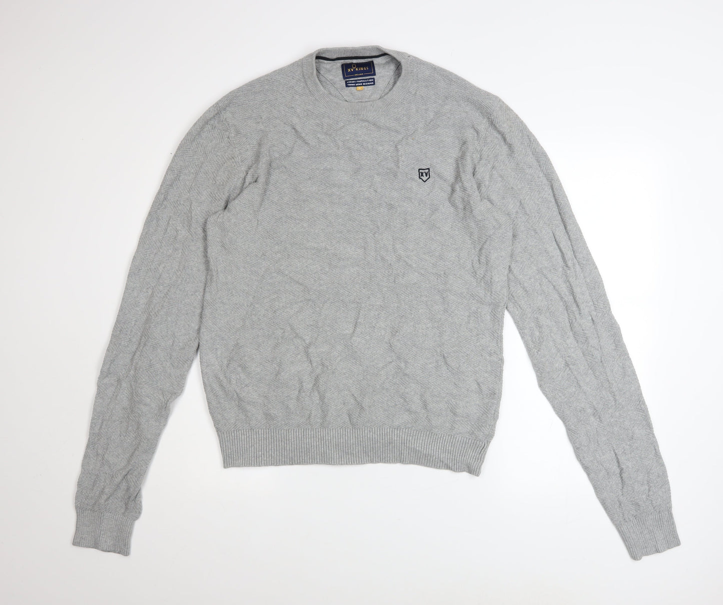 XV Kings Men's Grey Cotton Crew Neck Jumper Size L